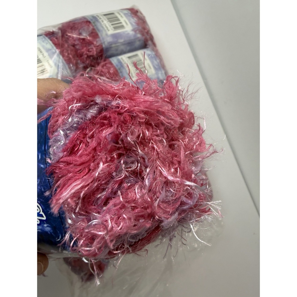 Knitting Yarn 100% Polyester Micro-fiber Pink Purple Eyelash Fuzzy Yarn Lot 10 - Picture 2 of 4